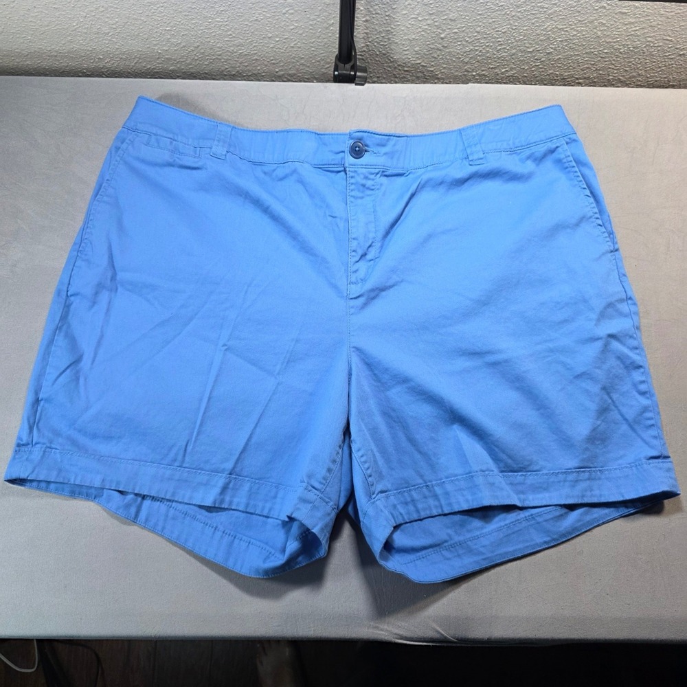 Lane Bryant Blue Chino Shorts Womens Plus Size 20 Cotton‎ Stretch Mid Rise